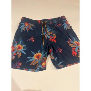 Billabong Mens Large Hawaiian Floral Swim Shorts With Elastic Waist & Drawstring